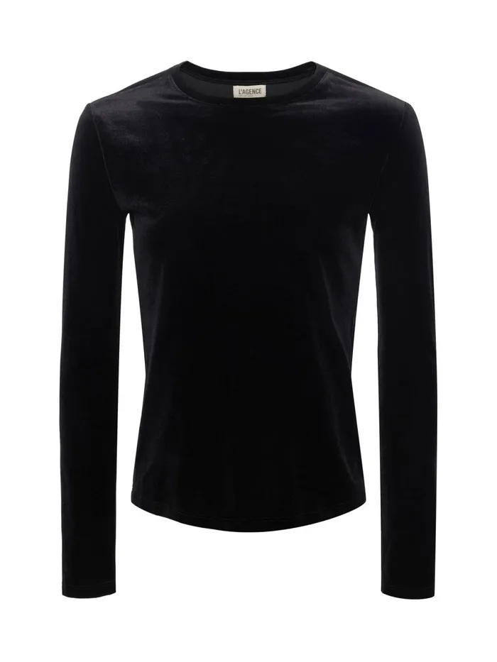 L039Agence Tees Women Tess Long Sleeve Tee Black Velvet L039Agence Tees Women Tess Long Sleeve Tee Black Velvet