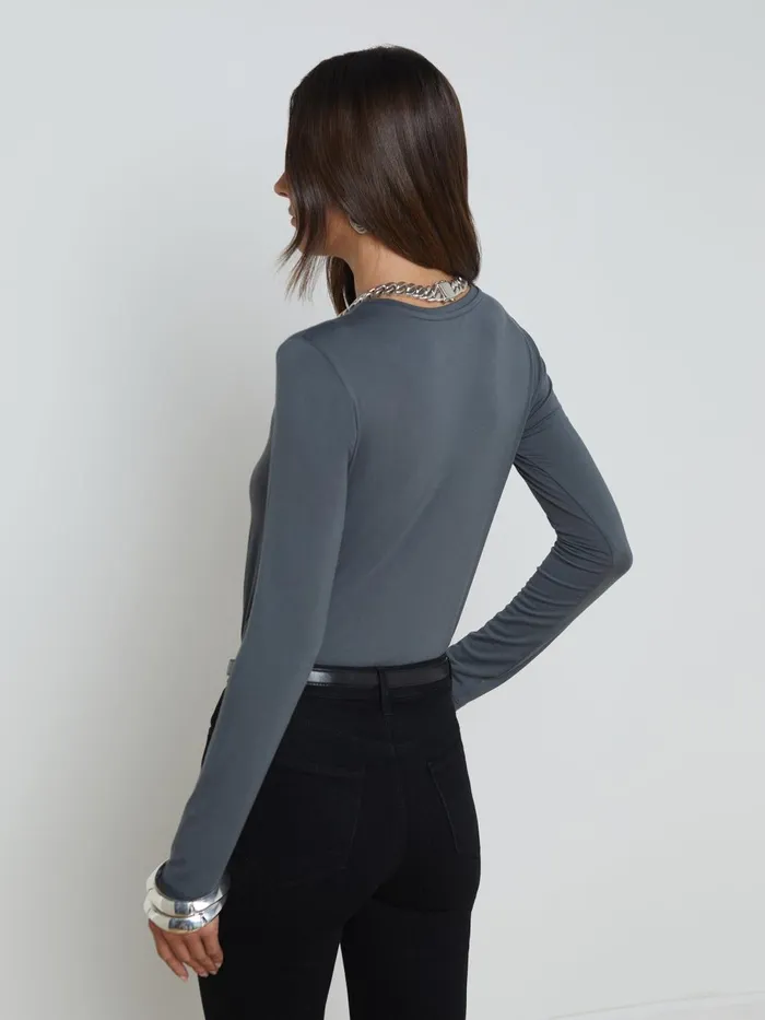 L039Agence Tees Women Tess Long Sleeve Tee Dark Shadow L039Agence Tees Women Tess Long Sleeve Tee Dark Shadow