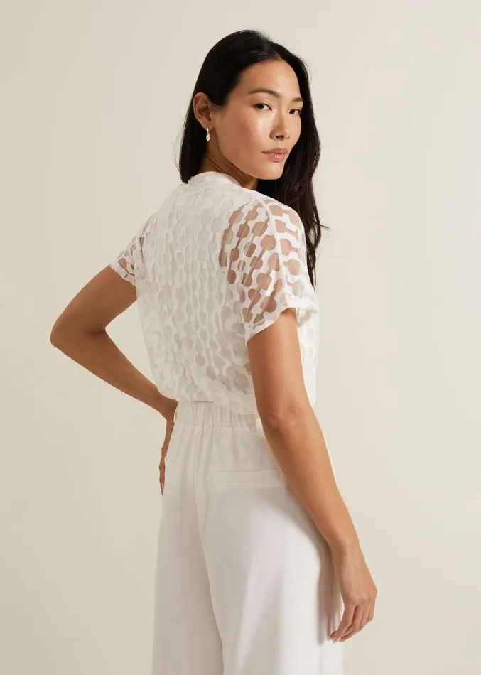Lara Burnout Top Ivory Women Phase Eight Tops and TShirts