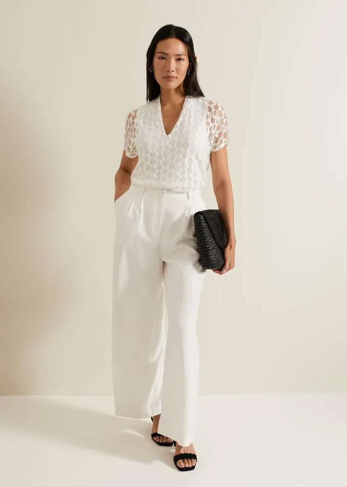 Lara Burnout Top Ivory Women Phase Eight Tops and TShirts