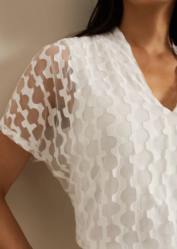 Lara Burnout Top Ivory Women Phase Eight Tops and TShirts