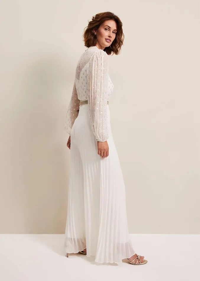 Larissa Pleated Jumpsuit Ivory Women Phase Eight Dresses