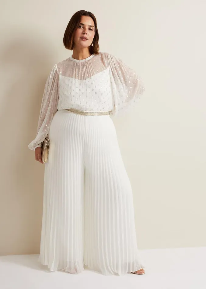Larissa Pleated Jumpsuit Ivory Women Phase Eight Dresses