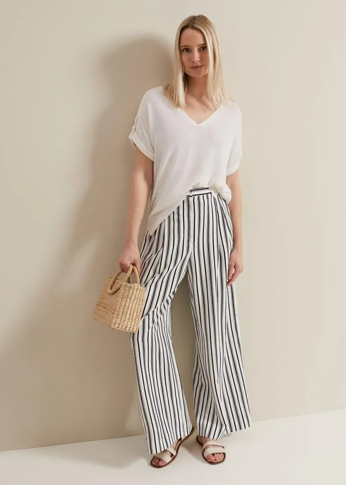 Laura Linen Metal Button Tab Top White Women Phase Eight Tops and TShirts
