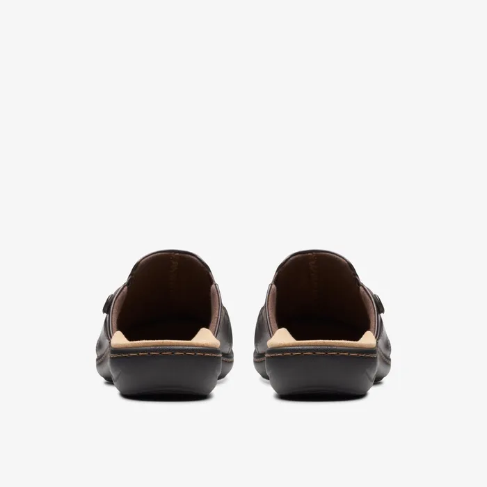 Laurieann Bay Dark Brown Leather Women Clarks Clogs and Mules