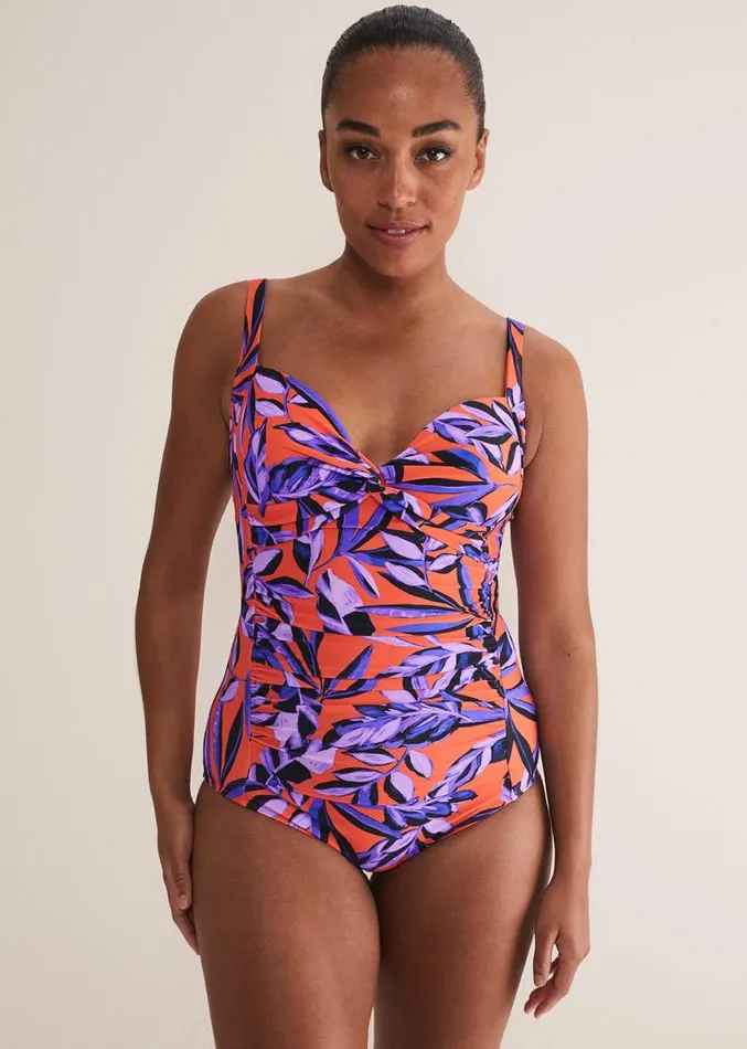 Leaf Print Swimsuit Purpleorange Women Phase Eight Swimwear