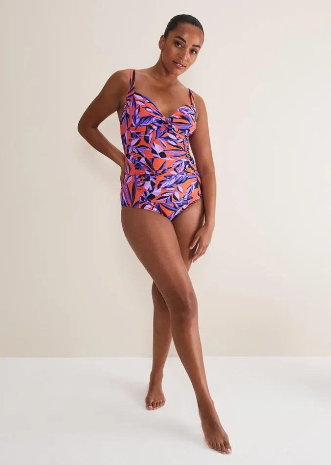 Leaf Print Swimsuit Purpleorange Women Phase Eight Swimwear