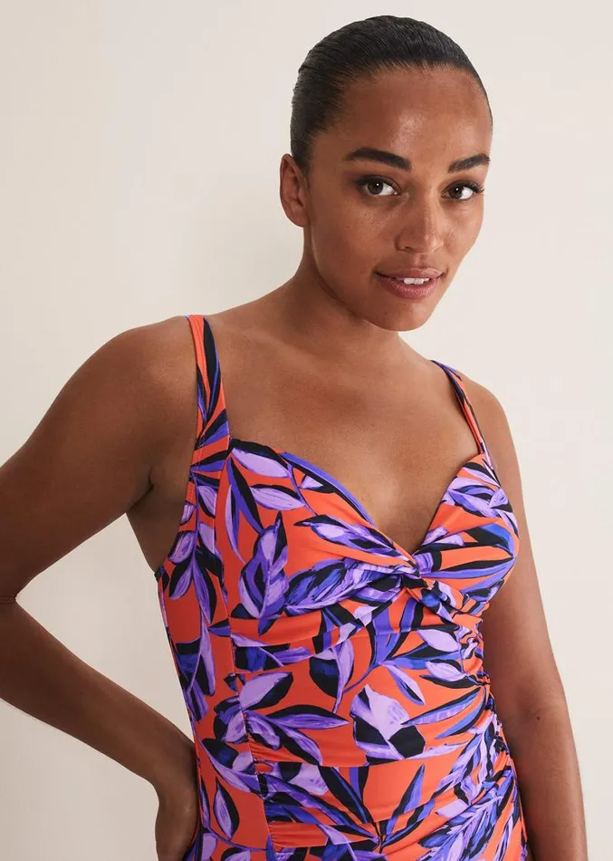Leaf Print Swimsuit Purpleorange Women Phase Eight Swimwear