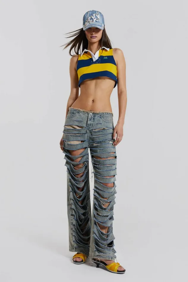 League Cropped Rugby Vest Yellow Women Jaded London Crop Tops League Cropped Rugby Vest Yellow Women Jaded London Crop Tops