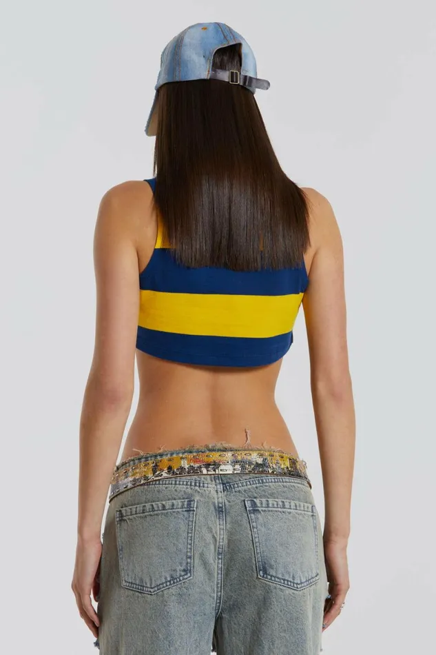 League Cropped Rugby Vest Yellow Women Jaded London Crop Tops League Cropped Rugby Vest Yellow Women Jaded London Crop Tops