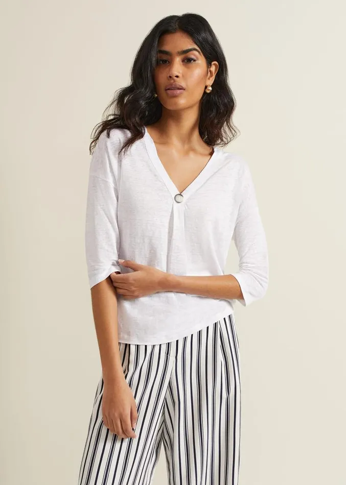 Leah Linen Top White Women Phase Eight Tops and TShirts