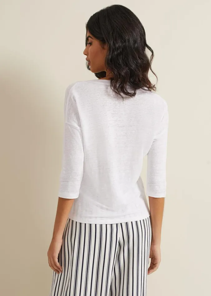 Leah Linen Top White Women Phase Eight Tops and TShirts