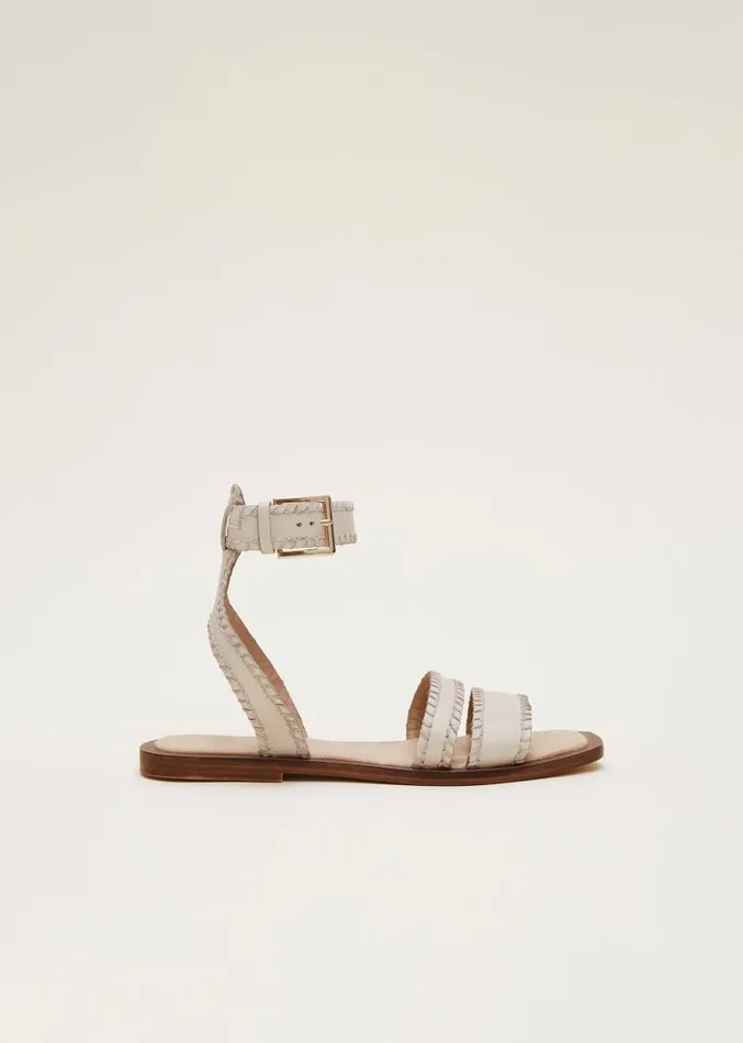 Leather Flat Sandals Cream Women Phase Eight Sandals