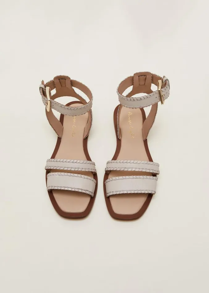 Leather Flat Sandals Cream Women Phase Eight Sandals