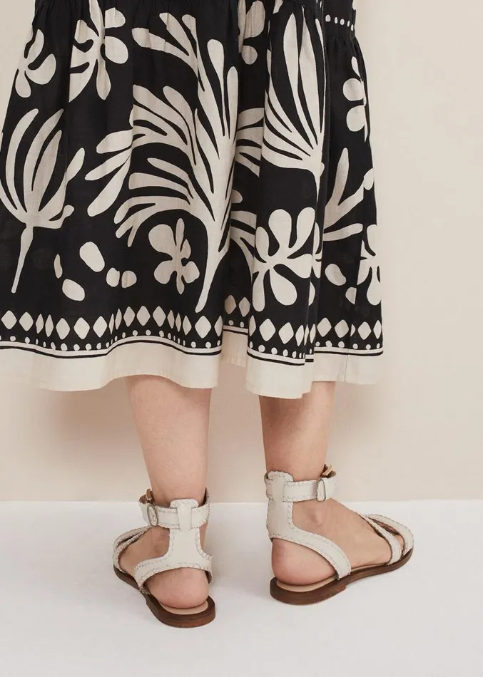Leather Flat Sandals Cream Women Phase Eight Sandals