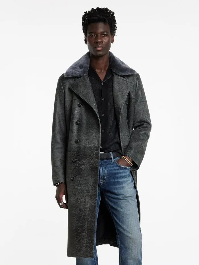 Leather Jackets Men John Varvatos DEXTER COAT Carbon Grey