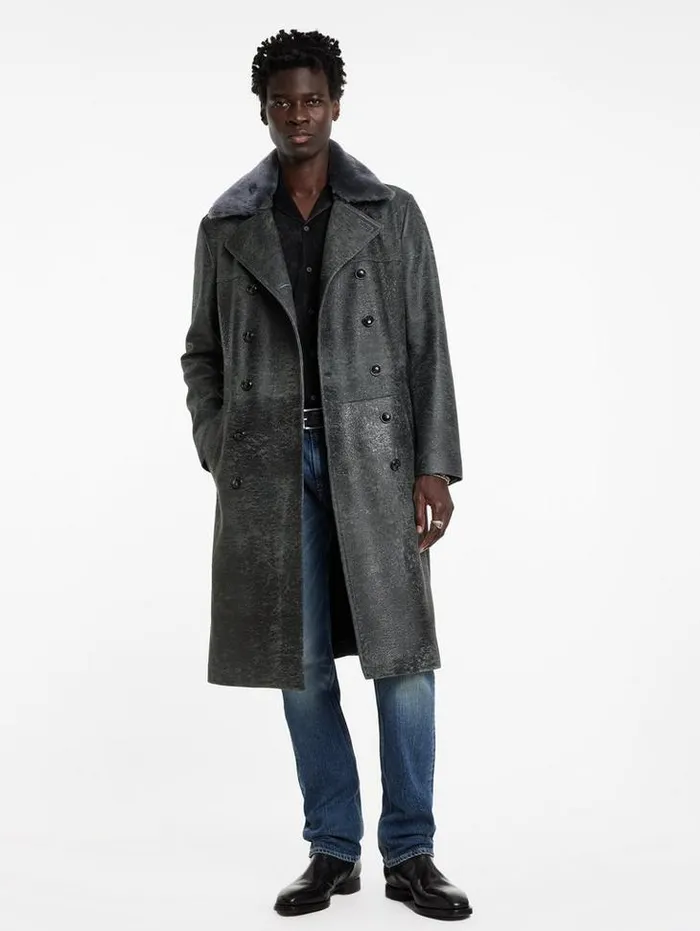 Leather Jackets Men John Varvatos DEXTER COAT Carbon Grey