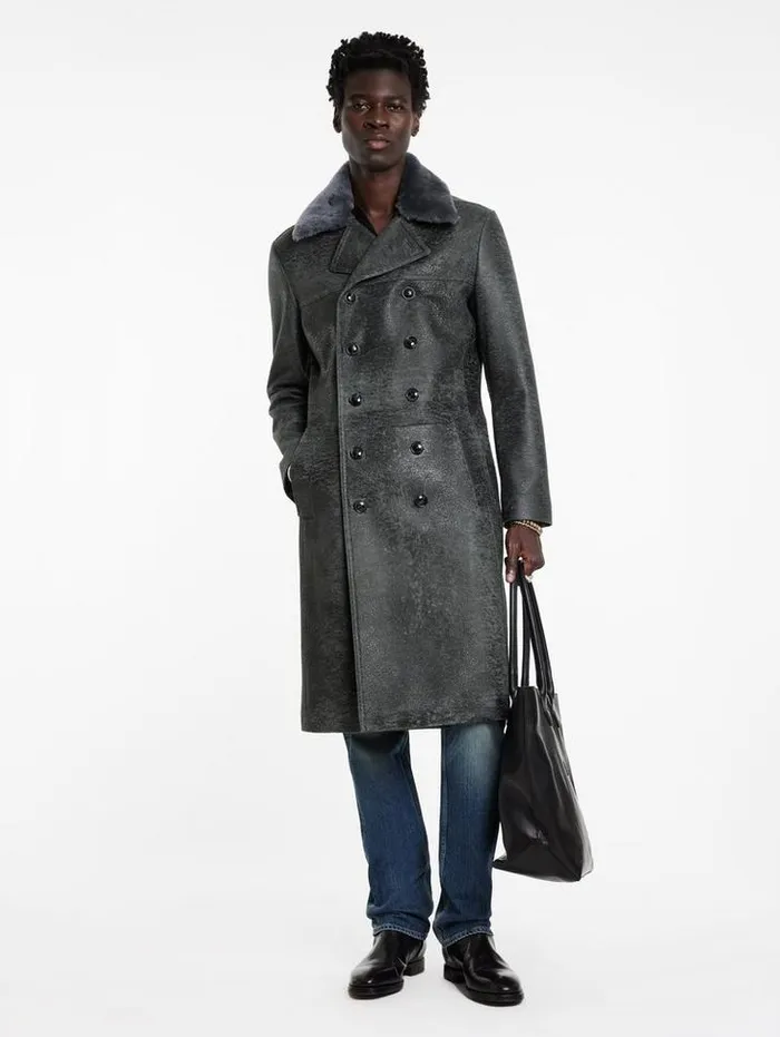 Leather Jackets Men John Varvatos DEXTER COAT Carbon Grey
