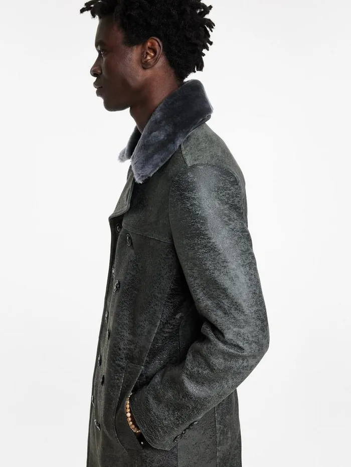 Leather Jackets Men John Varvatos DEXTER COAT Carbon Grey