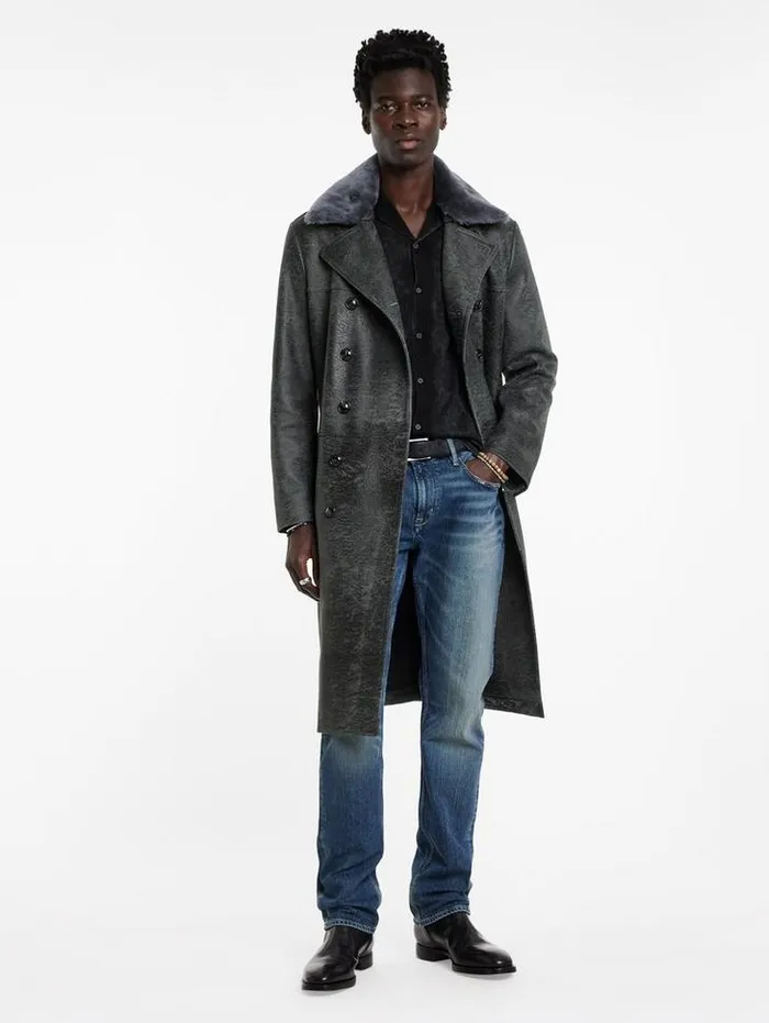 Leather Jackets Men John Varvatos DEXTER COAT Carbon Grey