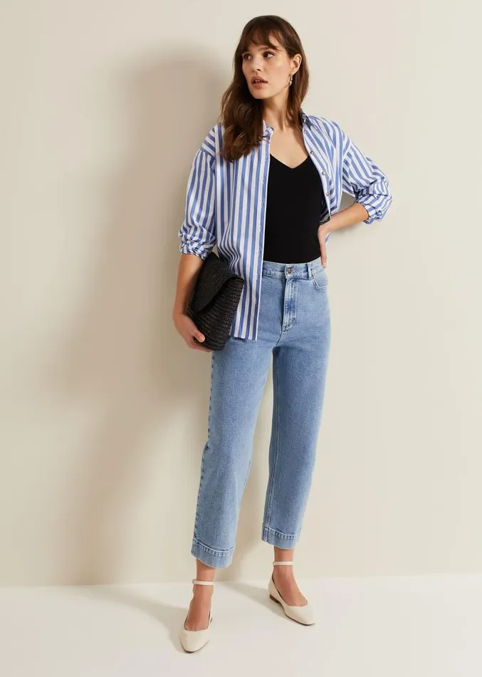 Lexi Mid Wash Crop Straight Jean Mid Wash Women Phase Eight Trousers