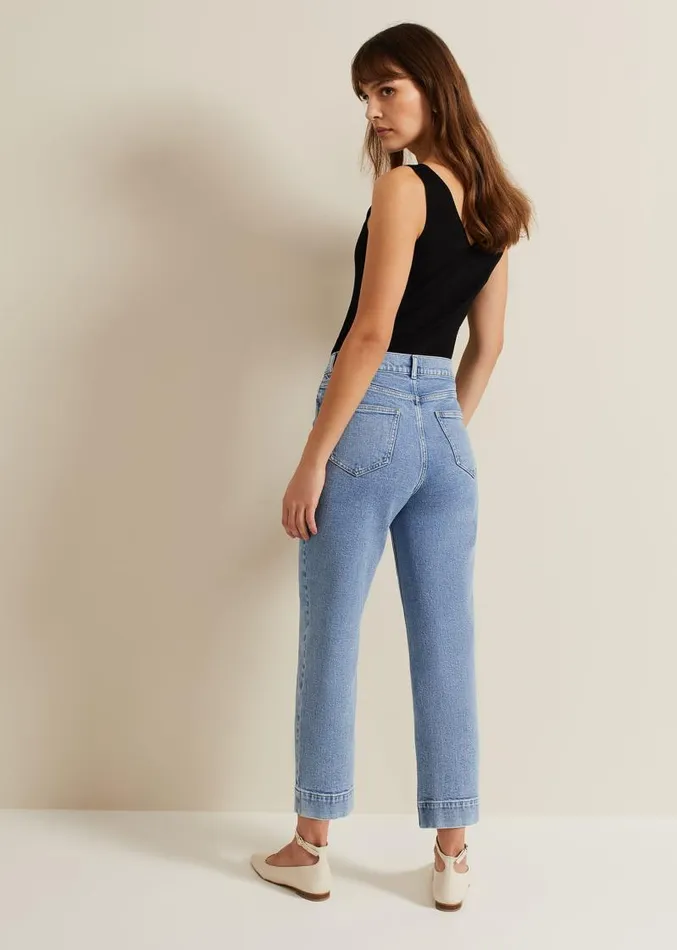 Lexi Mid Wash Crop Straight Jean Mid Wash Women Phase Eight Trousers