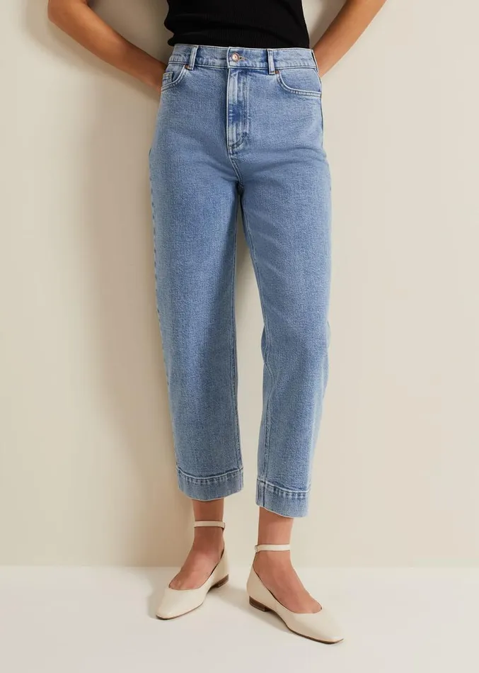 Lexi Mid Wash Crop Straight Jean Mid Wash Women Phase Eight Trousers