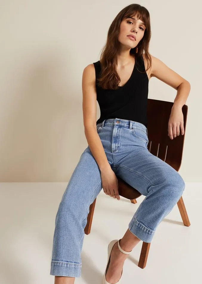 Lexi Mid Wash Crop Straight Jean Mid Wash Women Phase Eight Trousers