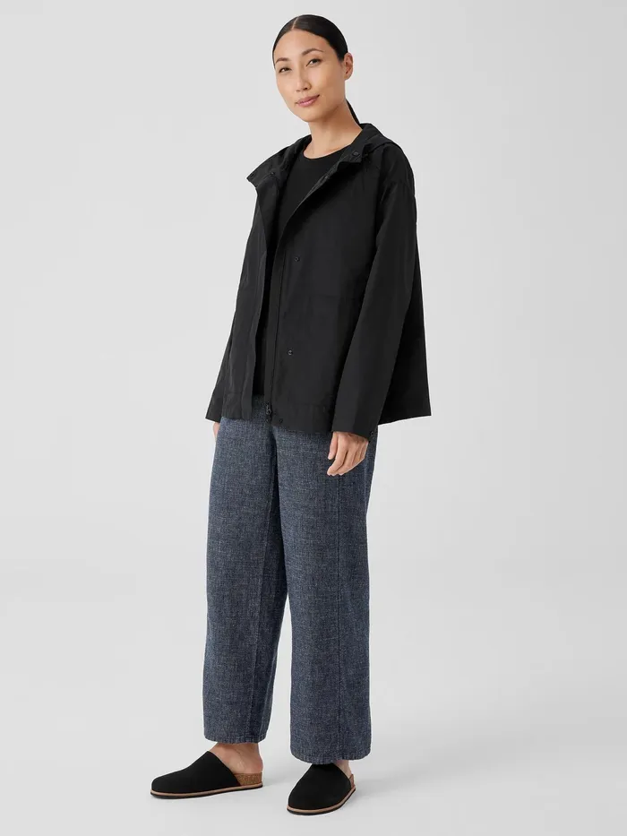 Light Cotton Nylon Hooded Jacket Black Women Eileen Fisher Jackets Coats and Vests