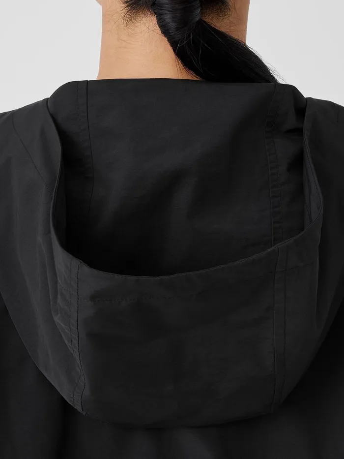 Light Cotton Nylon Hooded Jacket Black Women Eileen Fisher Jackets Coats and Vests