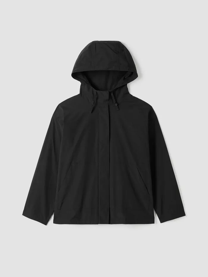 Light Cotton Nylon Hooded Jacket Black Women Eileen Fisher Jackets Coats and Vests