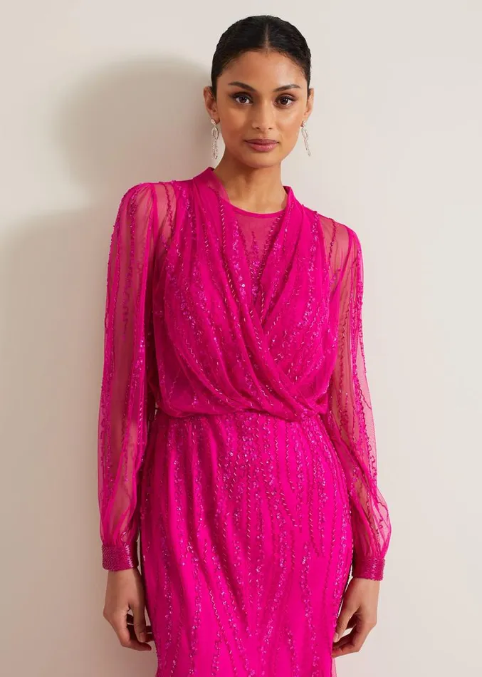 Lila Beaded Cover Up Fuchsia Women Phase Eight Jackets