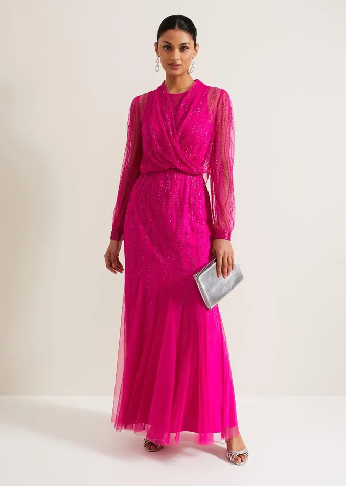 Lila Beaded Cover Up Fuchsia Women Phase Eight Jackets