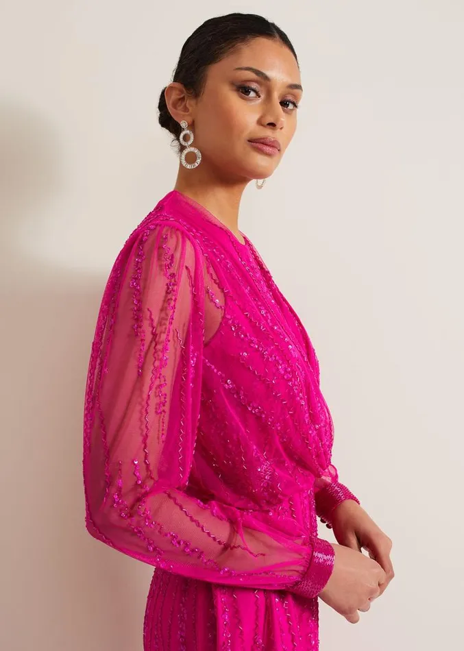 Lila Beaded Cover Up Fuchsia Women Phase Eight Jackets