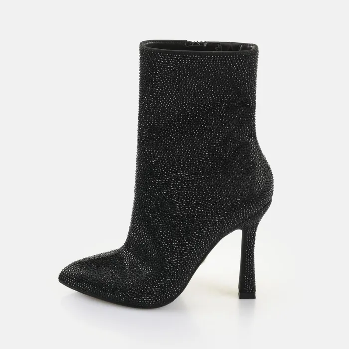 Linda Ankle Shine 8211 Vegan Satin 8211 Black Black Buffalo Boots and AnkleBoots