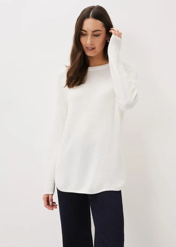 Lisha Ribbed Knit Jumper Ivory Women Phase Eight Knitwear
