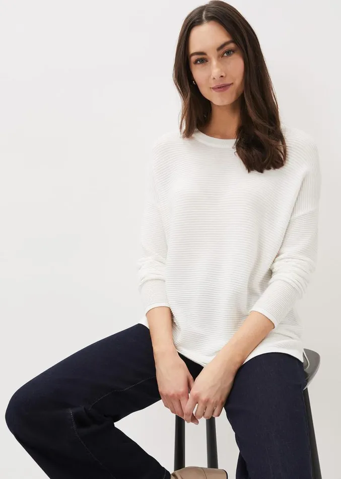 Lisha Ribbed Knit Jumper Ivory Women Phase Eight Knitwear