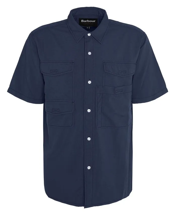 Lisle Safari Oversized ShortSleeved Shirt Classic Navy Men Barbour Shirts