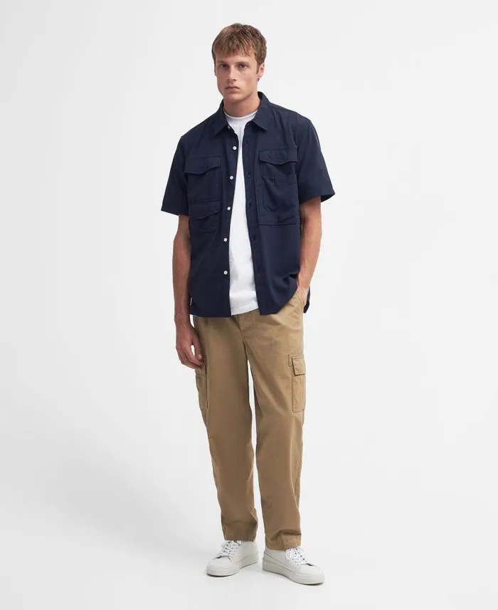 Lisle Safari Oversized ShortSleeved Shirt Classic Navy Men Barbour Shirts
