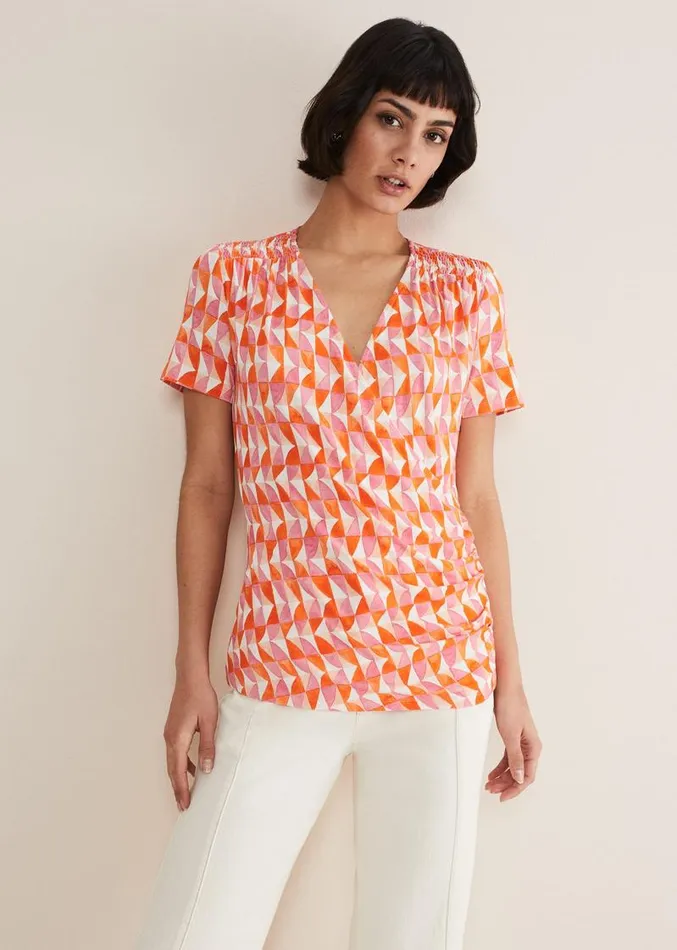 Loicia Geo Wrap Top Pink Women Phase Eight Tops and TShirts