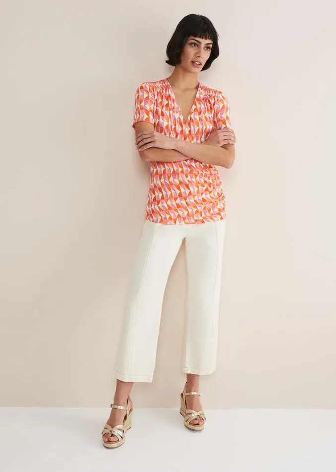 Loicia Geo Wrap Top Pink Women Phase Eight Tops and TShirts