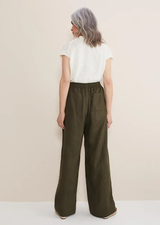 Lolita Drawstring Linen Trouser Khaki Women Phase Eight Trousers