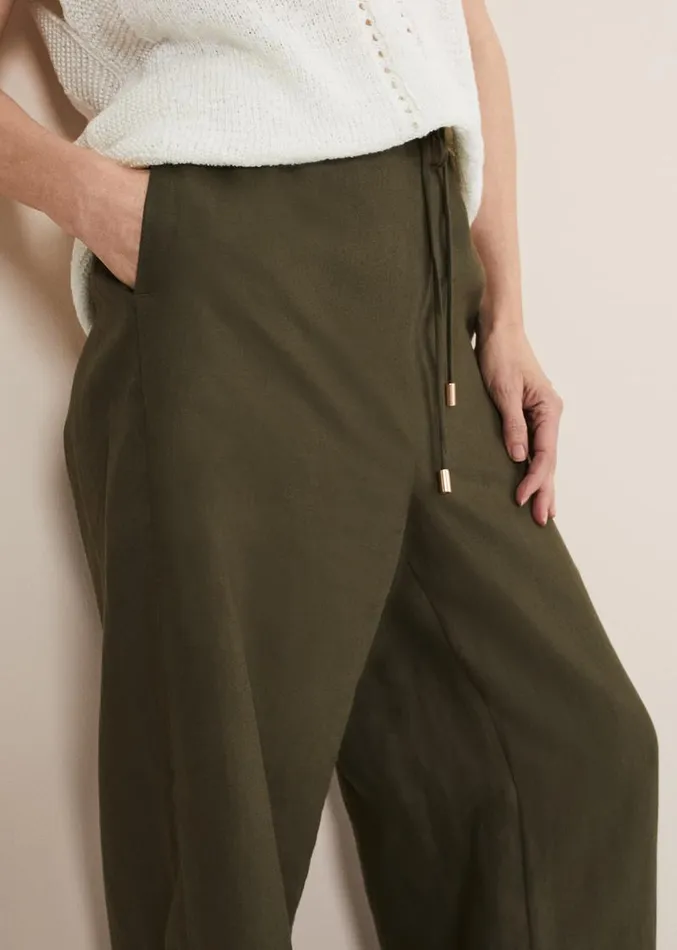 Lolita Drawstring Linen Trouser Khaki Women Phase Eight Trousers
