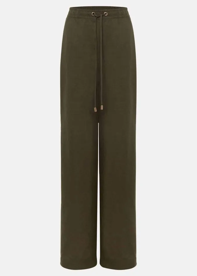 Lolita Drawstring Linen Trouser Khaki Women Phase Eight Trousers