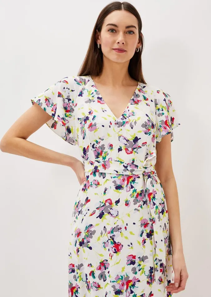 Lorel Floral Asymmetric Hem Dress Ivorymulti Women Phase Eight Dresses