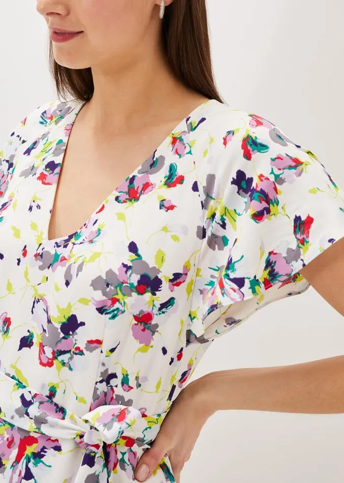 Lorel Floral Asymmetric Hem Dress Ivorymulti Women Phase Eight Dresses
