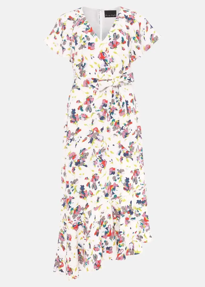 Lorel Floral Asymmetric Hem Dress Ivorymulti Women Phase Eight Dresses