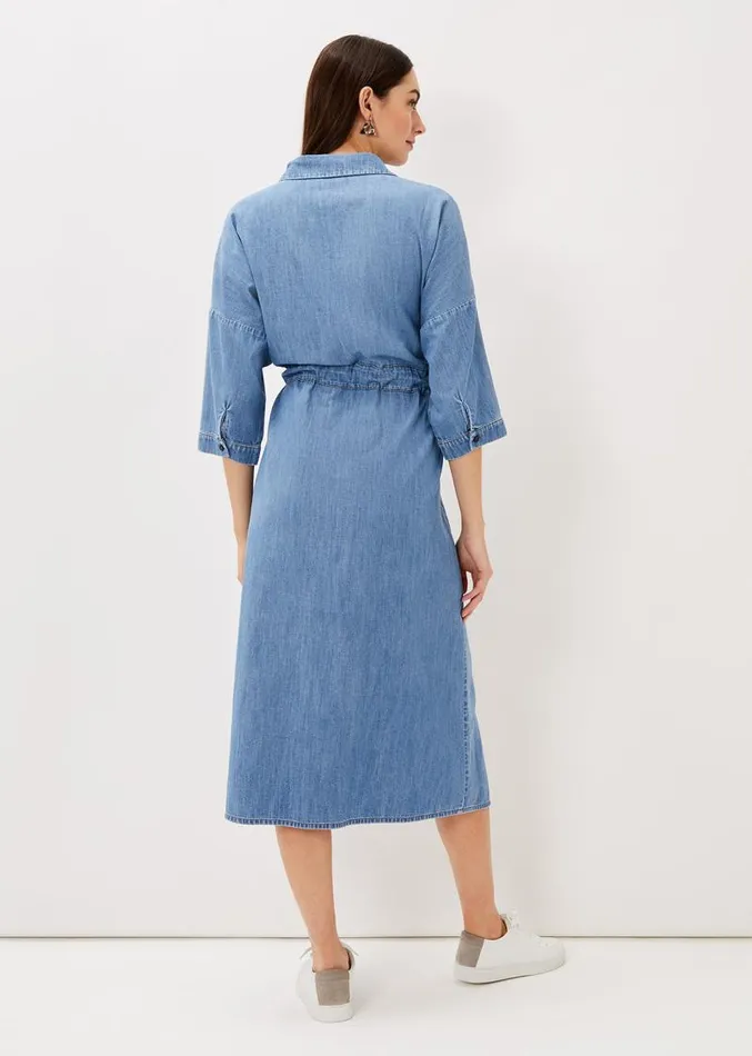 Louella Tie Shirt Dress Chambray Blue Women Phase Eight Dresses