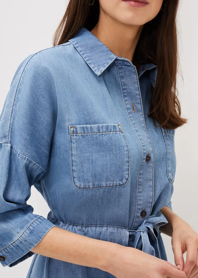Louella Tie Shirt Dress Chambray Blue Women Phase Eight Dresses