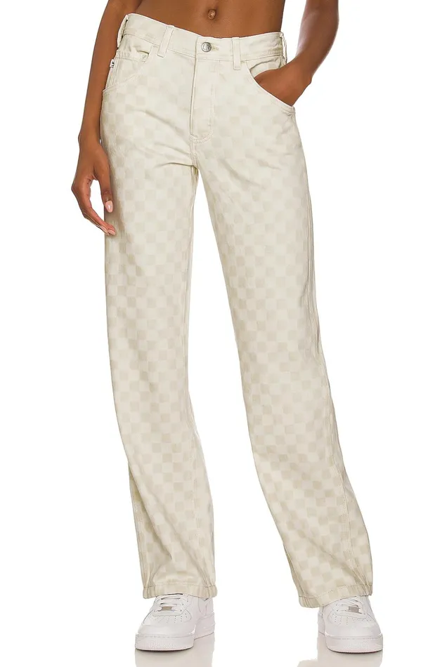 Lovers and Friends Denim Women Tyler Low Rise Carpenter Ecru Check
